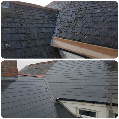Complete new slate roof in cardiff including some timber replacement.